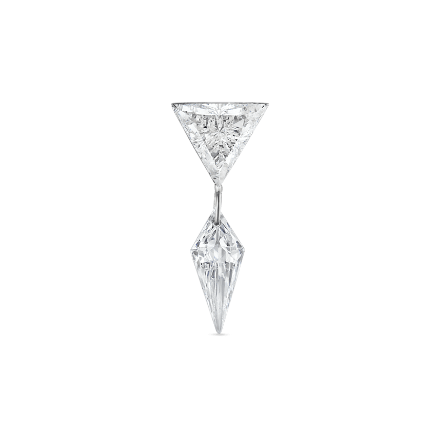 Invisible Set Triangle Diamond with Kite Diamond Dangle Stud