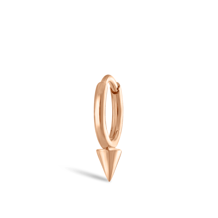 Single Short Spike Hoop Earring (Non Rotating) Rose Gold 6.5mm