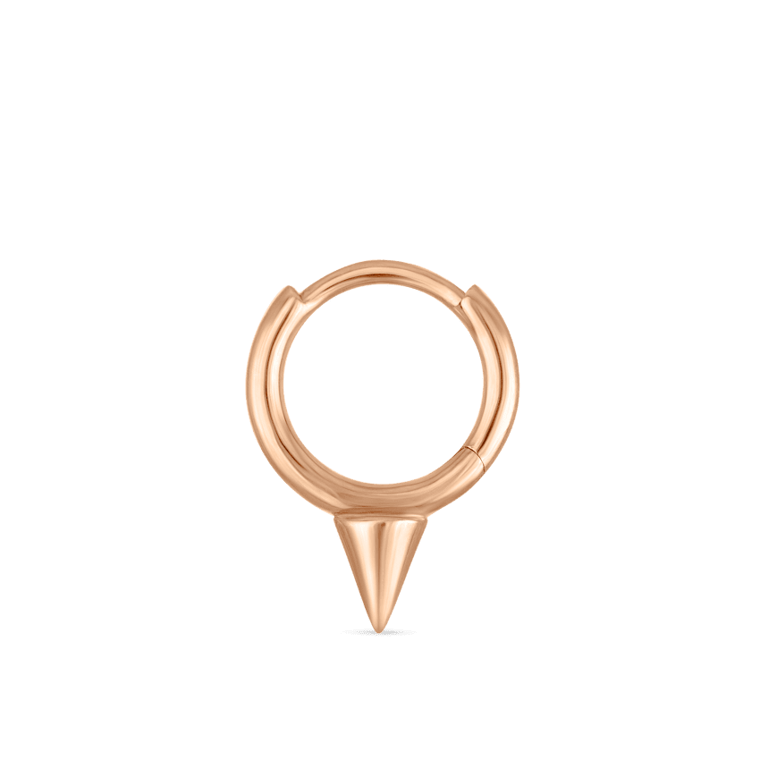 Single Short Spike Hoop Earring (Non Rotating) Rose Gold 6.5mm