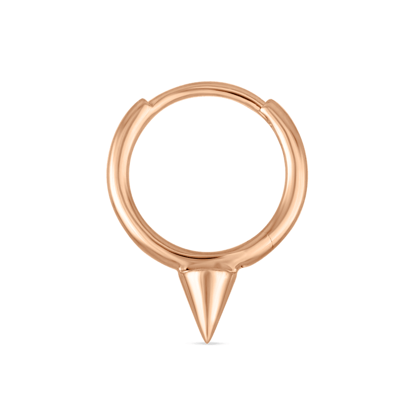 Single Short Spike Hoop Earring (Non Rotating) Rose Gold 8mm