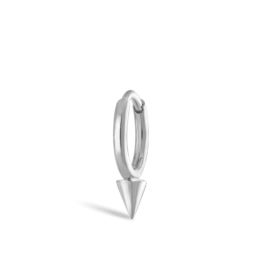 Single Short Spike Hoop Earring (Non Rotating) White Gold 6.5mm