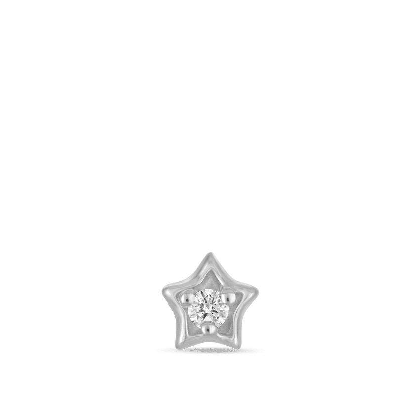 Diamond Solitaire Star Stud Earring White Gold 3mm