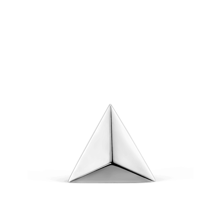 Faceted Triangle Stud Earring White Gold 7mm