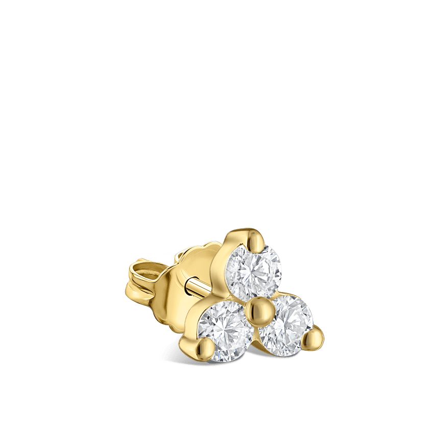 Diamond Trinity Stud Earring Yellow Gold 4.5mm
