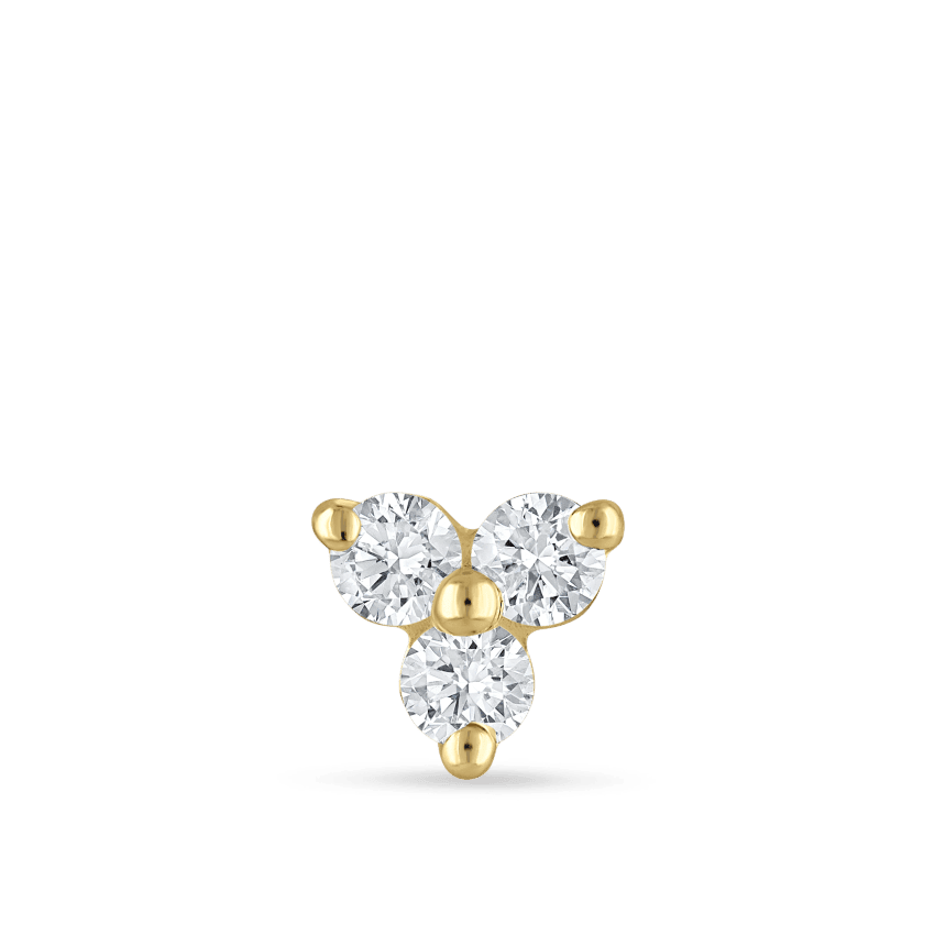 Diamond Trinity Stud Earring Yellow Gold 4.5mm