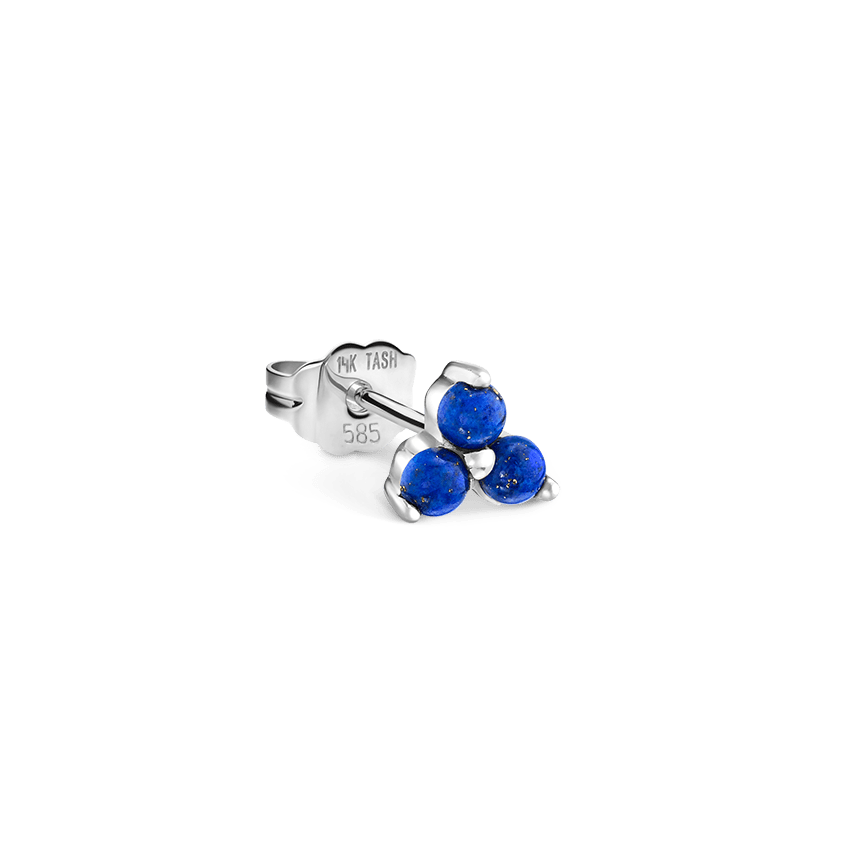 Lapis Trinity Stud Earring White Gold 4.5mm