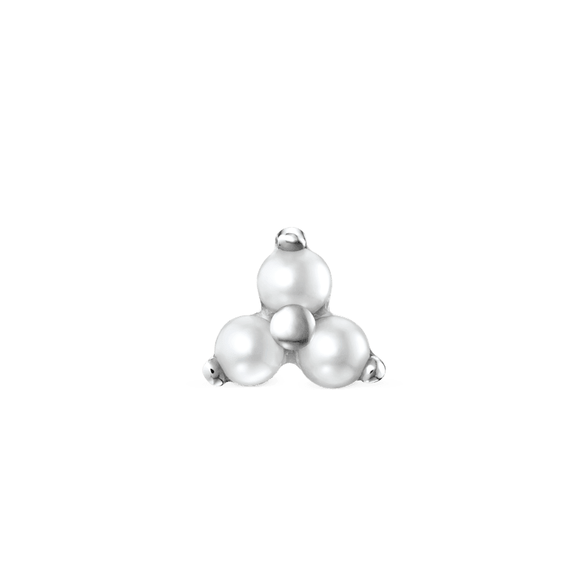Pearl Trinity Stud Earring White Gold 4.5mm