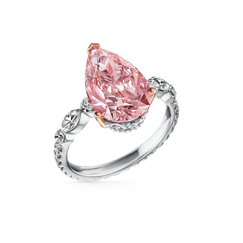 Pink diamond teardrop ring deals