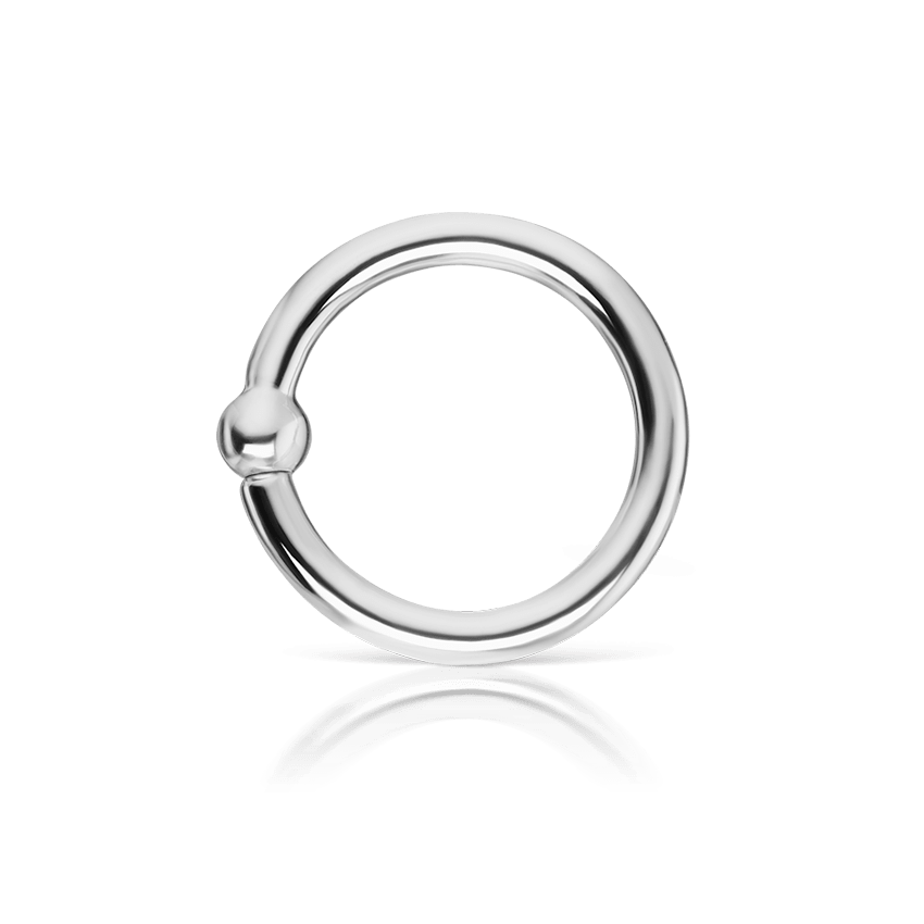 Fixed Gold Ball Ring White Gold 8mm 16 Gauge = 1.3mm