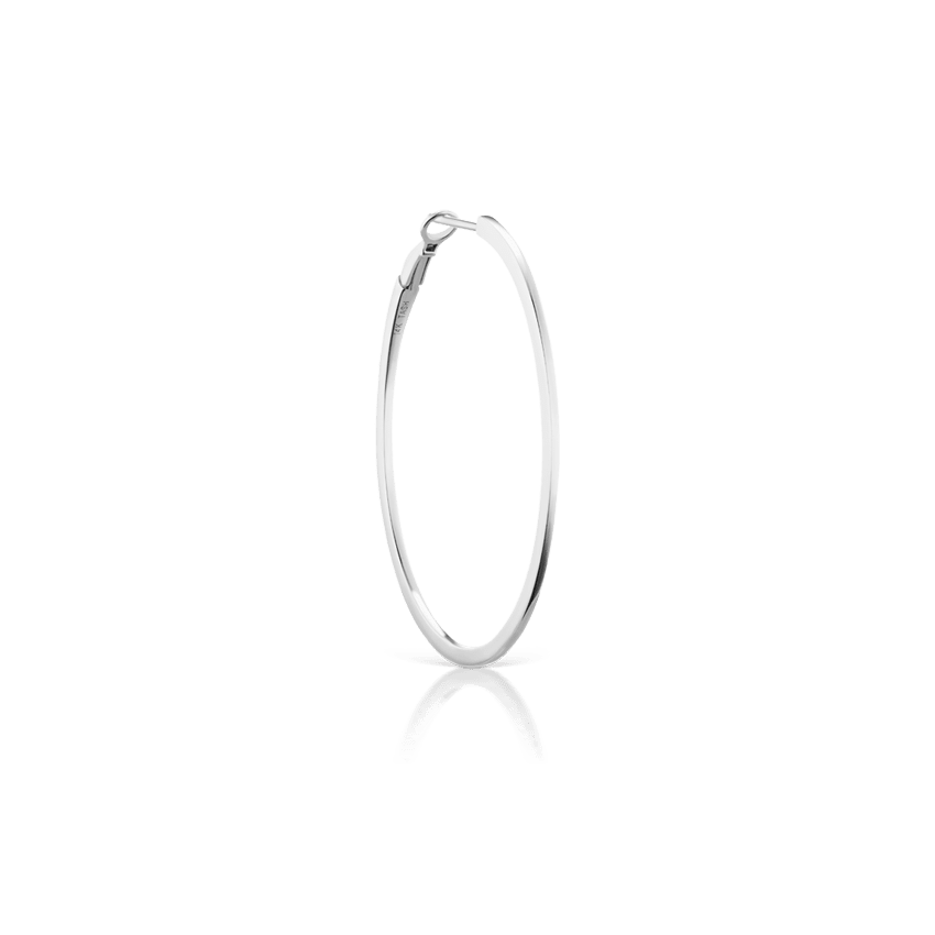 Flat Hoop Earring White Gold 25mm