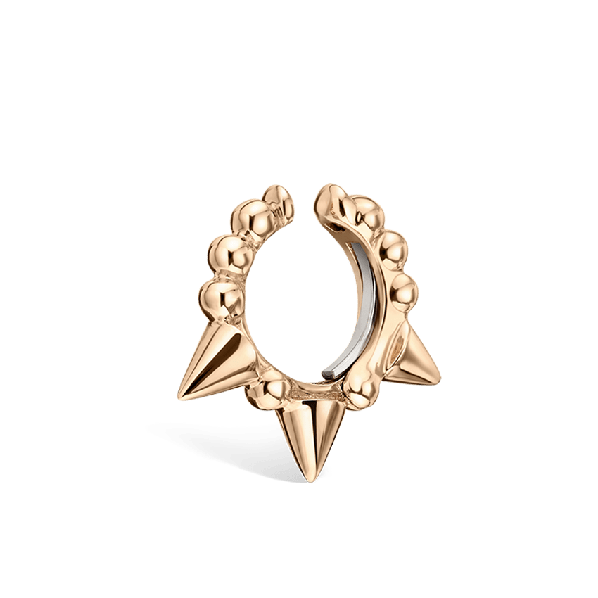 Granulated Triple Short Spike Tash Cuff Earring Rose Gold 6.5mm