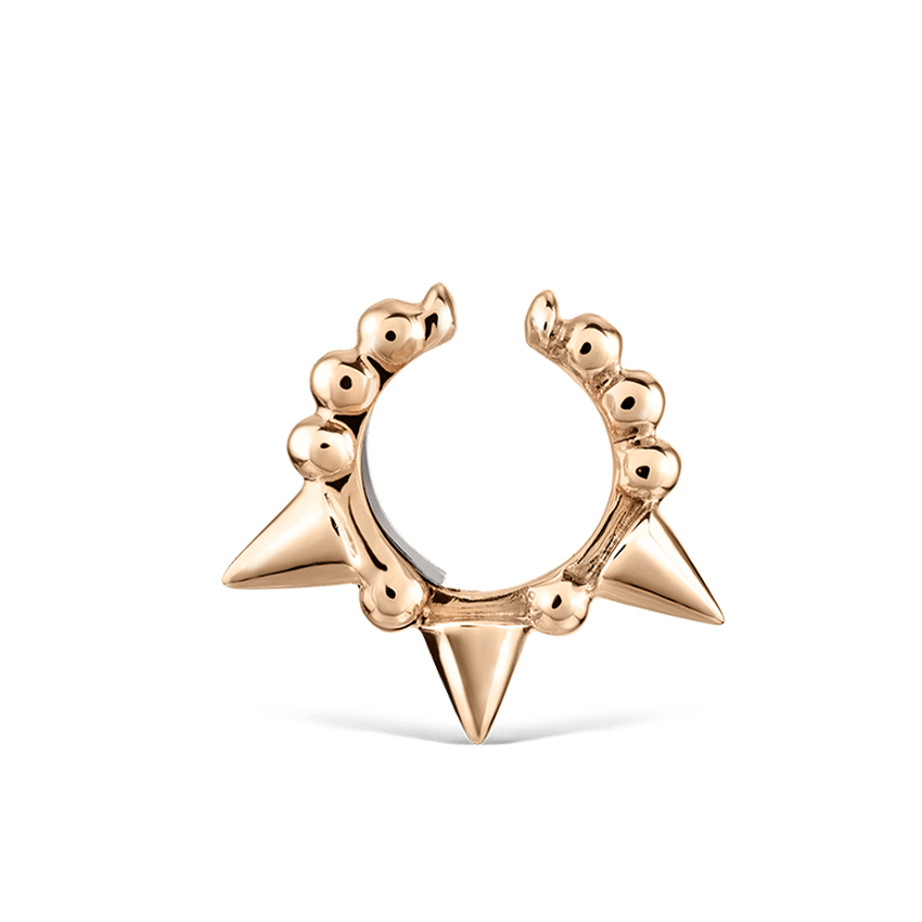 Granulated Triple Short Spike Tash Cuff Earring Rose Gold 6.5mm