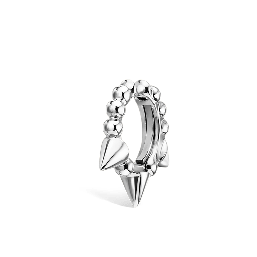 Granulated Triple Short Spike Tash Cuff Earring White Gold 6.5mm