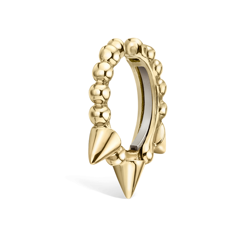 Granulated Triple Short Spike Tash Cuff Earring Yellow Gold 8mm