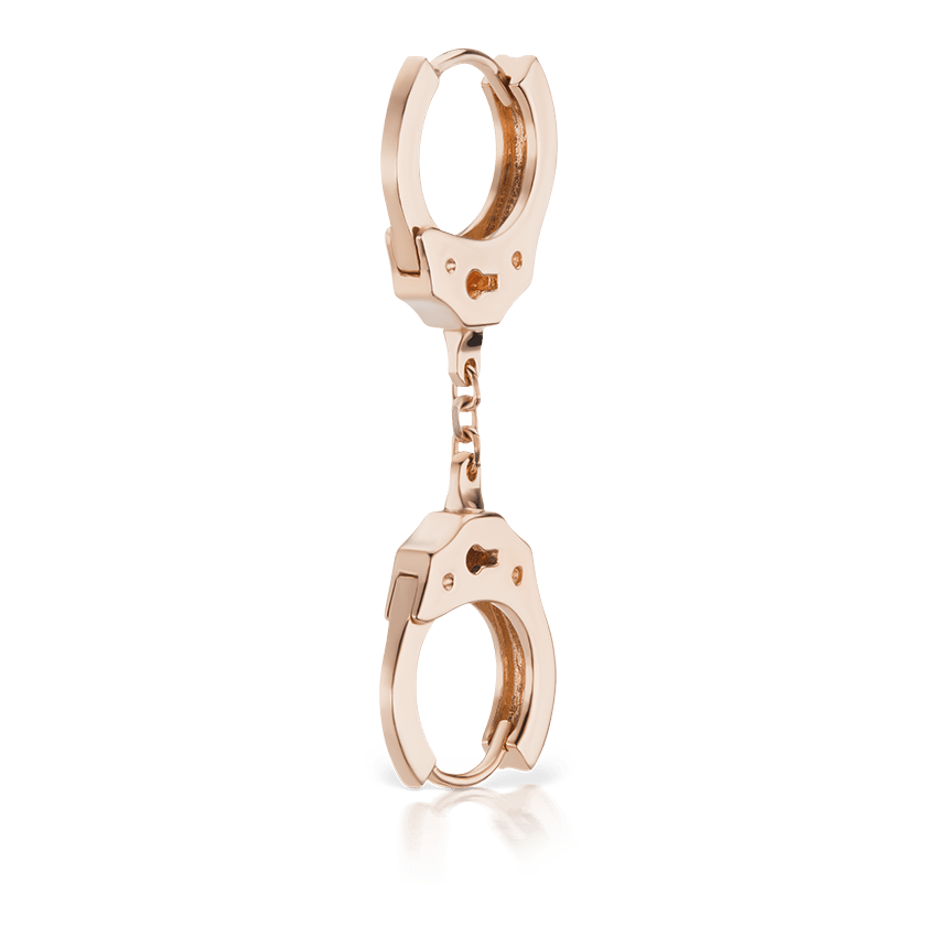 Handcuff Hoop Earring with Short Chain Rose Gold 8mm