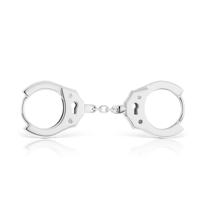 Handcuff Hoop Earring with Short Chain White Gold 8mm