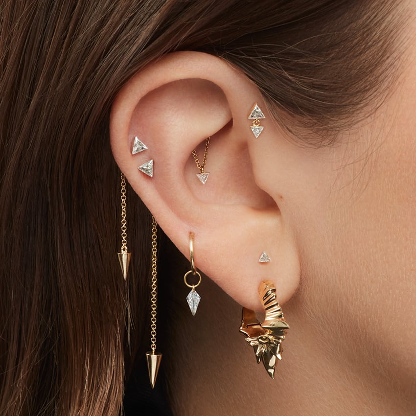 Large Javanese Spike Hoop Earring Yellow Gold 9.5mm