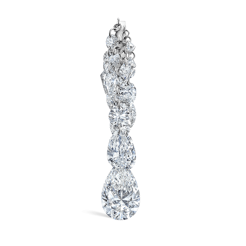 Grand Pear Floating Diamond Tassel White Gold 7.12ct