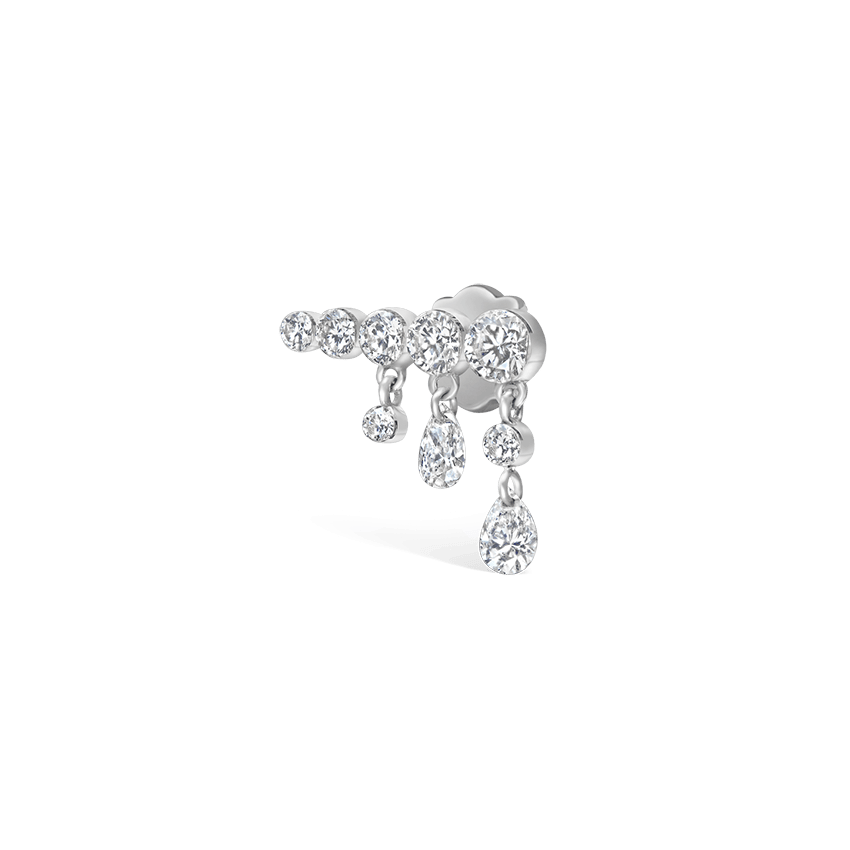 Invisible Set Diamond Crescendo Bar Threaded Stud Earring