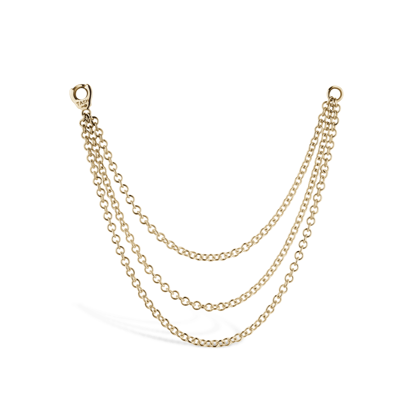 Triple Chain Connecting Charm Yellow Gold 76mm
