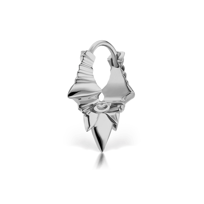Javanese Spike Hoop Earring White Gold 8mm