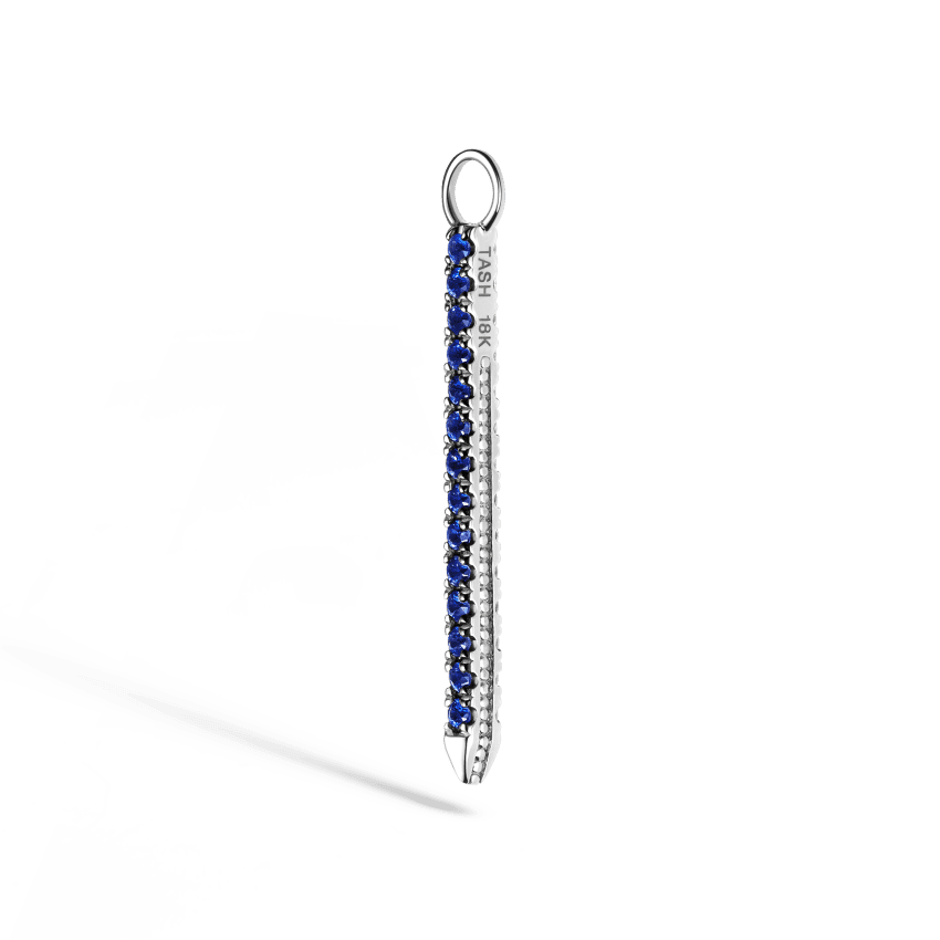 Diamond and Sapphire Eternity Bar Charm White Gold 18mm