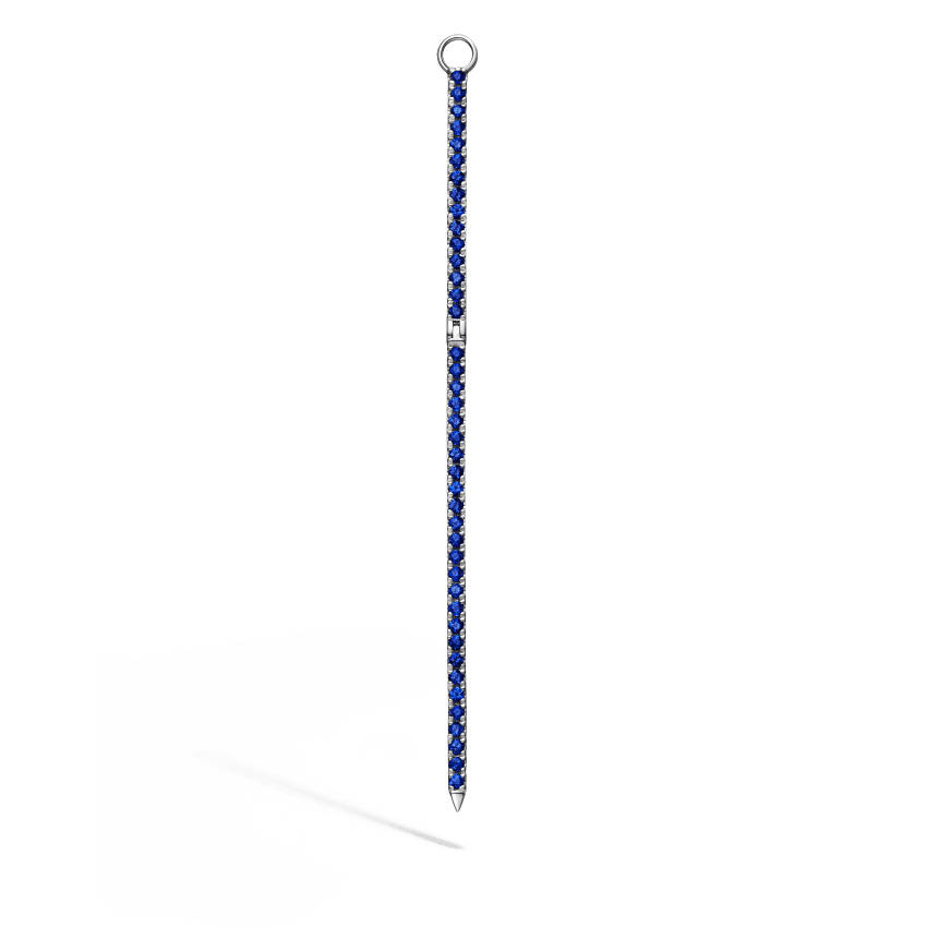 Diamond and Sapphire Eternity Bar Charm White Gold 50mm