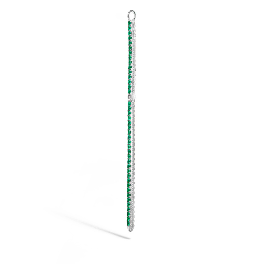 Diamond and Emerald Eternity Bar Charm White Gold 50mm