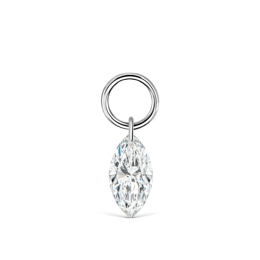 Marquise Diamond Charm White Gold 7mm