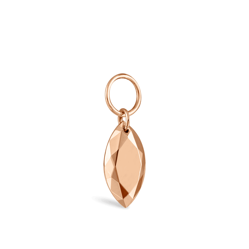 Faceted Gold Marquise Charm Rose Gold 7.5mm