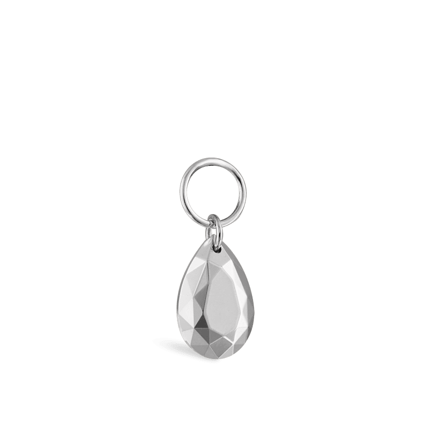 Faceted Gold Pear Charm White Gold 6.5mm