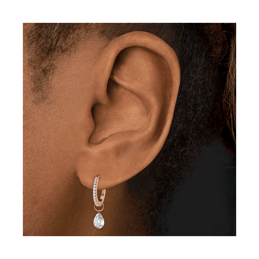 Pear Floating Diamond Charm Rose Gold 6mm