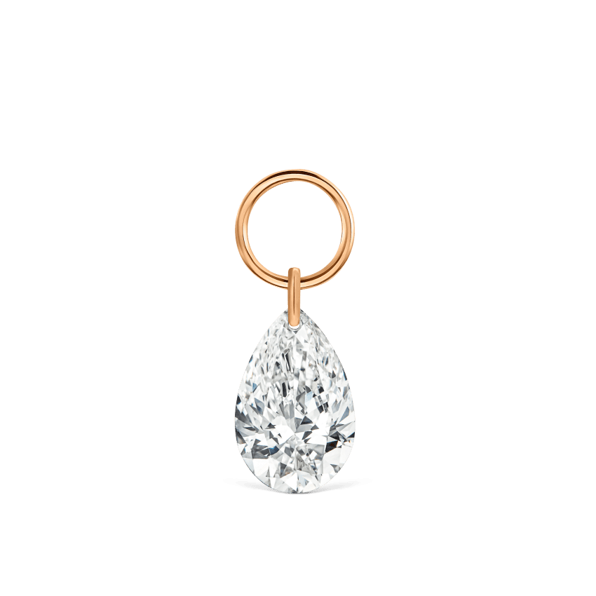 Pear Floating Diamond Charm Rose Gold 6mm