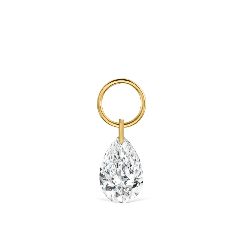 Pear Floating Diamond Charm Yellow Gold 5mm
