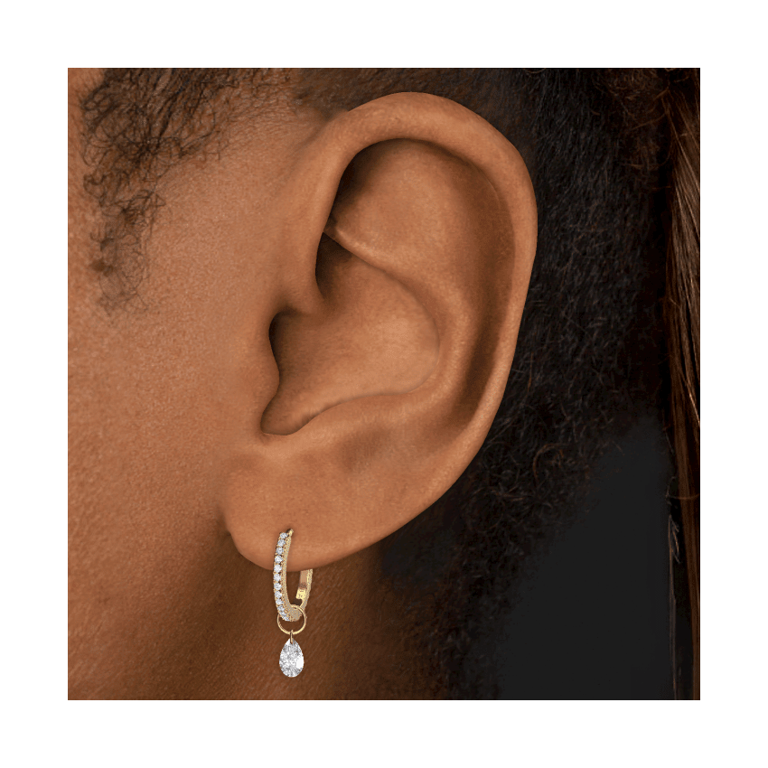 Pear Floating Diamond Charm Yellow Gold 5mm