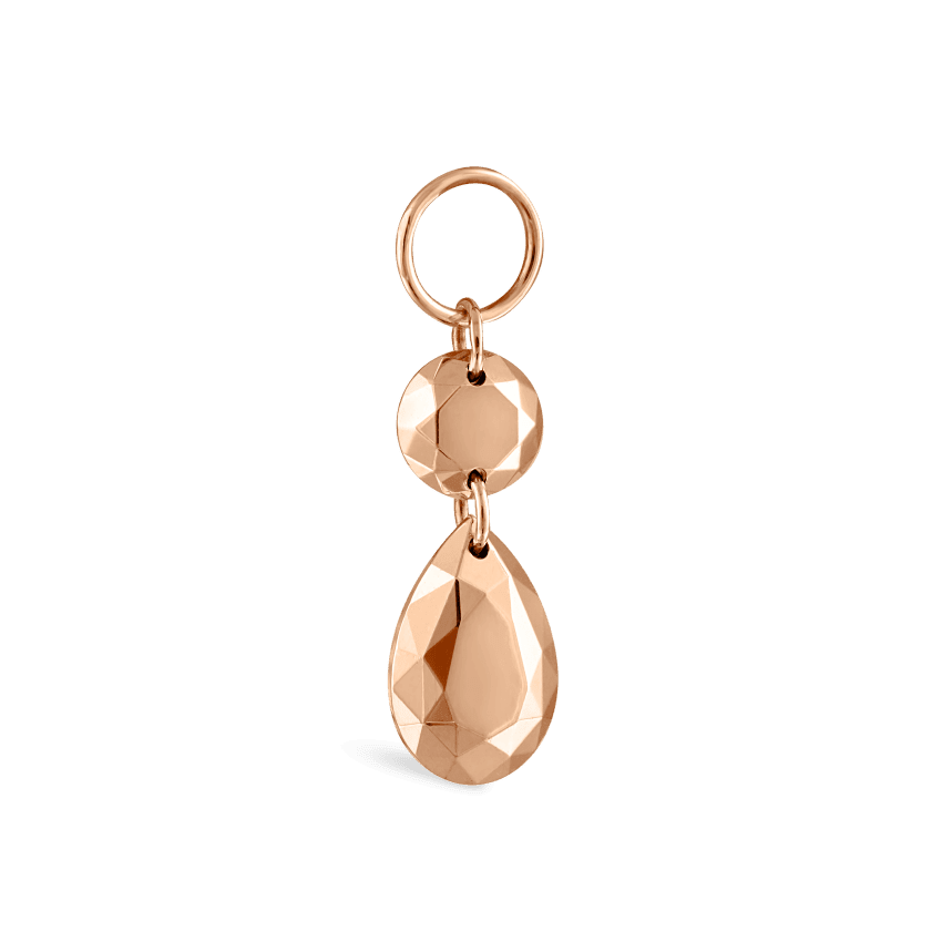 Double Faceted Gold Charm Rose Gold 3.6mm / 6.5mm