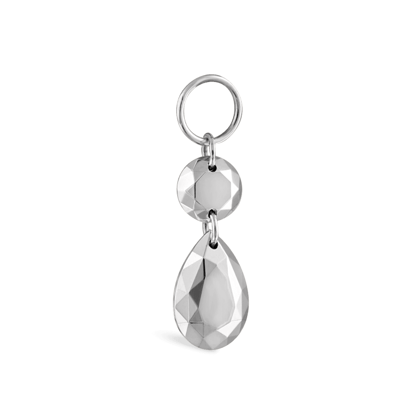 Double Faceted Gold Charm White Gold 3.6mm / 6.5mm