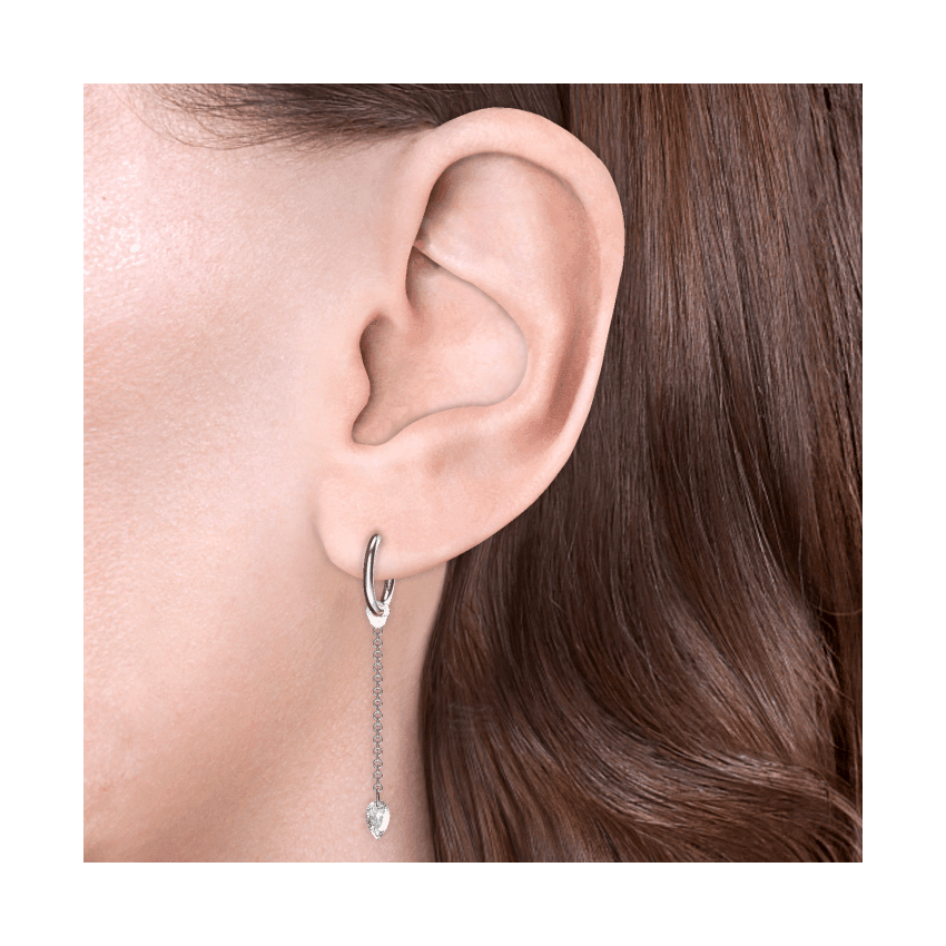 Pendulum Charm with Pear Diamond White Gold 20 mm