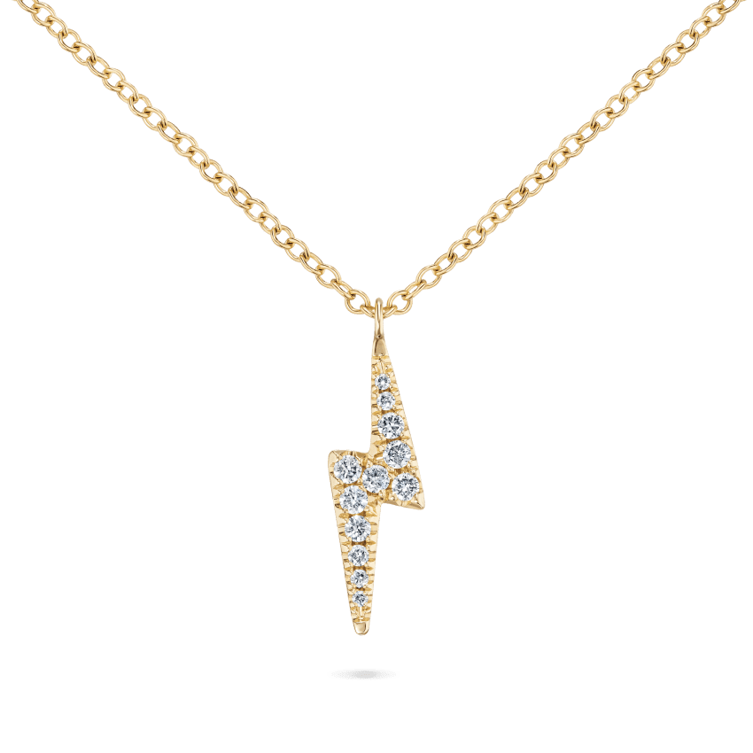 Diamond and Sapphire Lightning Bolt Necklace Yellow Gold