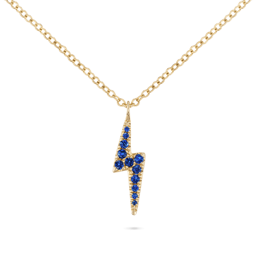Diamond and Sapphire Lightning Bolt Necklace Yellow Gold MARIA TASH