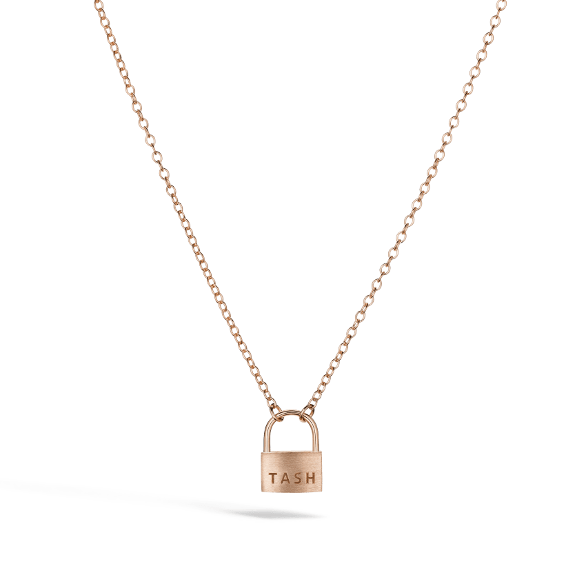 Large Padlock Necklace Rose Gold 18 Inches 1.8mm MARIA TASH