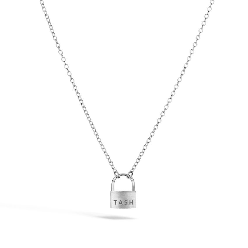 White gold lock necklace online
