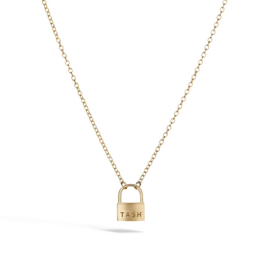 Large Padlock Necklace Yellow Gold 18 Inches 1.8mm MARIA TASH