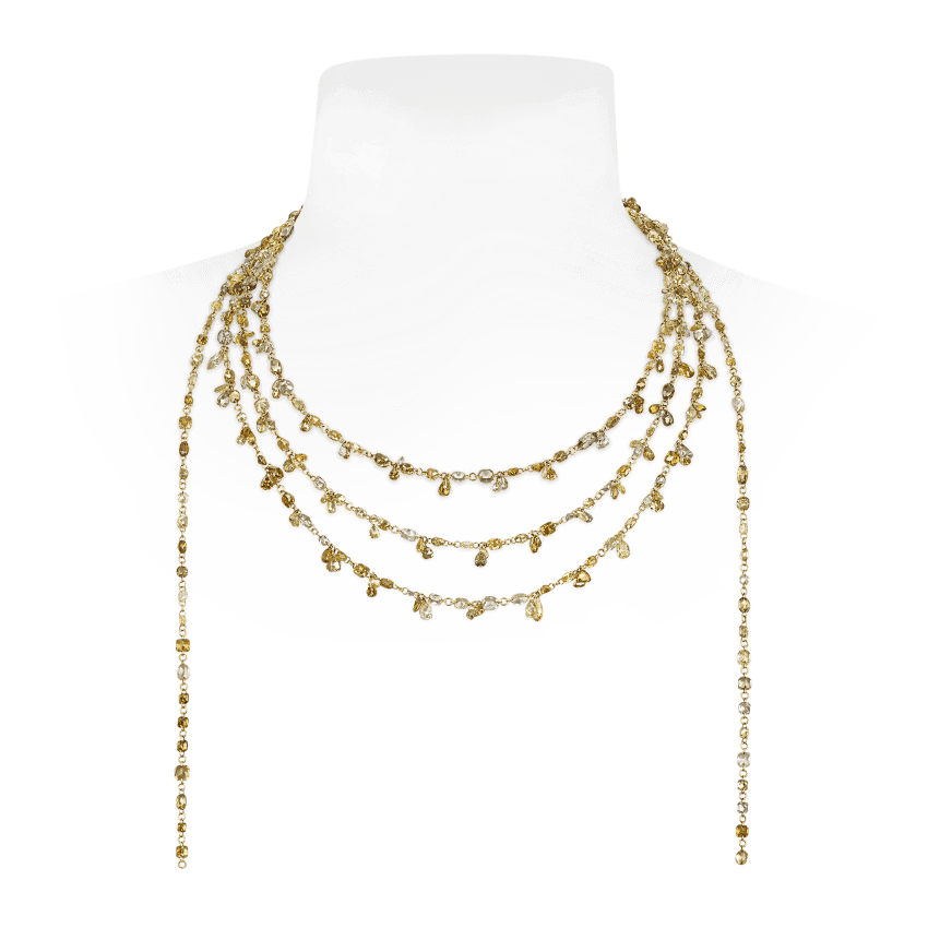 Fancy Diamond Scarf Necklace Yellow Gold 61 Inches MARIA TASH