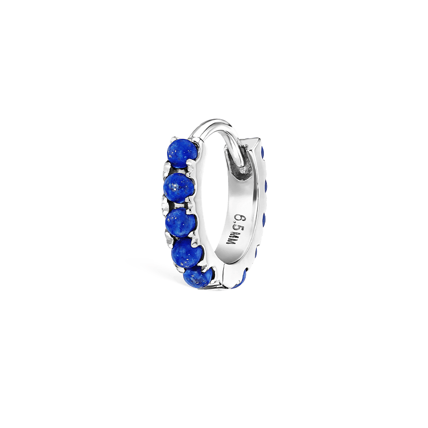 Lapis Eternity Hoop Earring White Gold 6.5mm