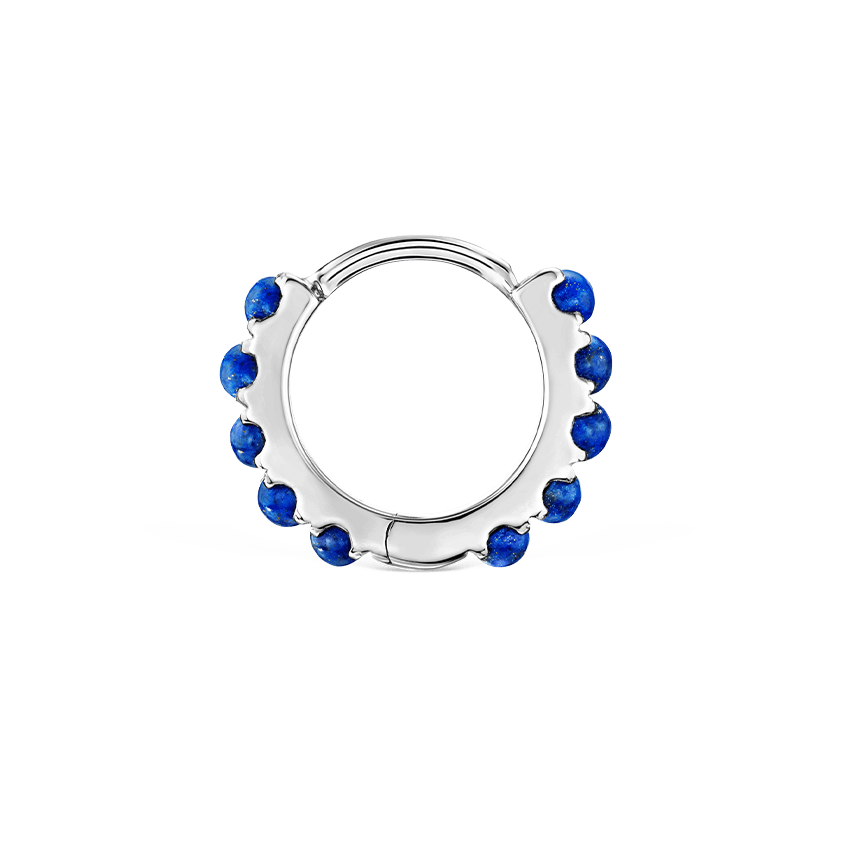 Lapis Eternity Hoop Earring White Gold 6.5mm
