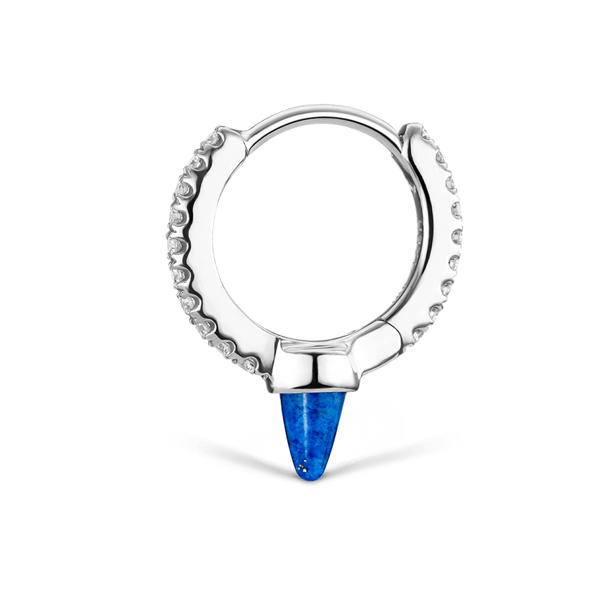 Lapis Single Short Spike Diamond Eternity Hoop Earring