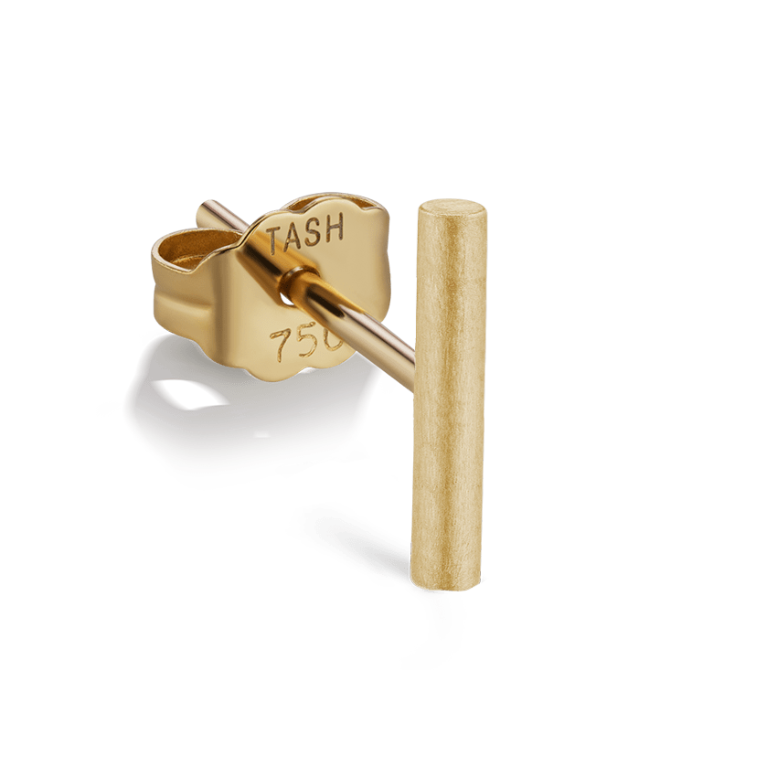 Matte Round Bar Stud Earring Yellow Gold 11mm