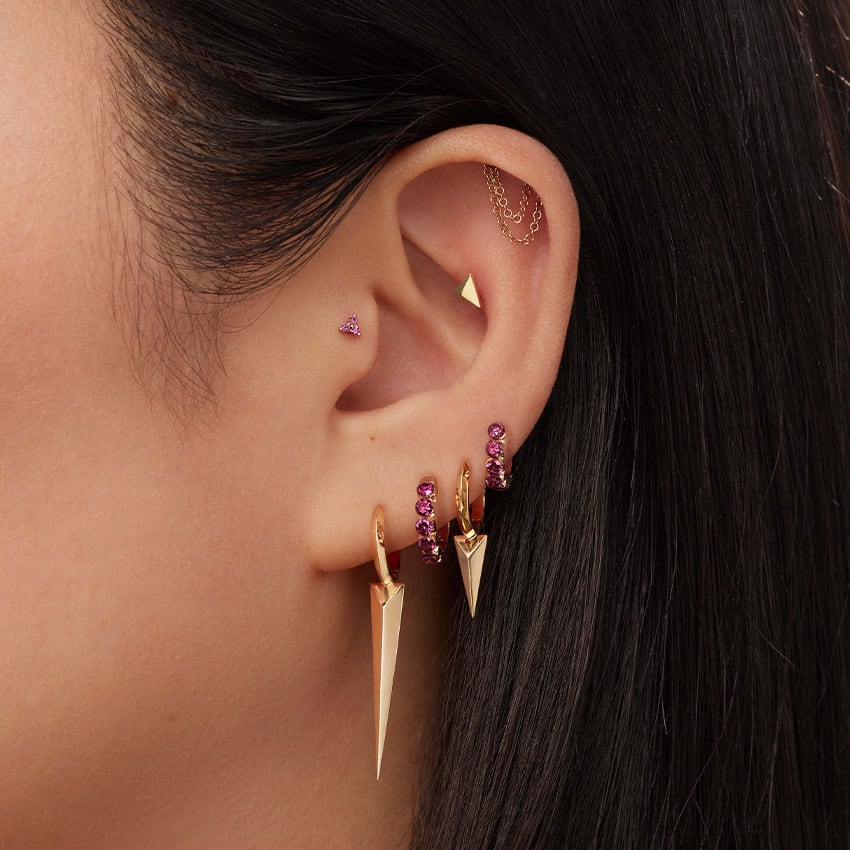 Double Chain Drape White Gold Horizontal