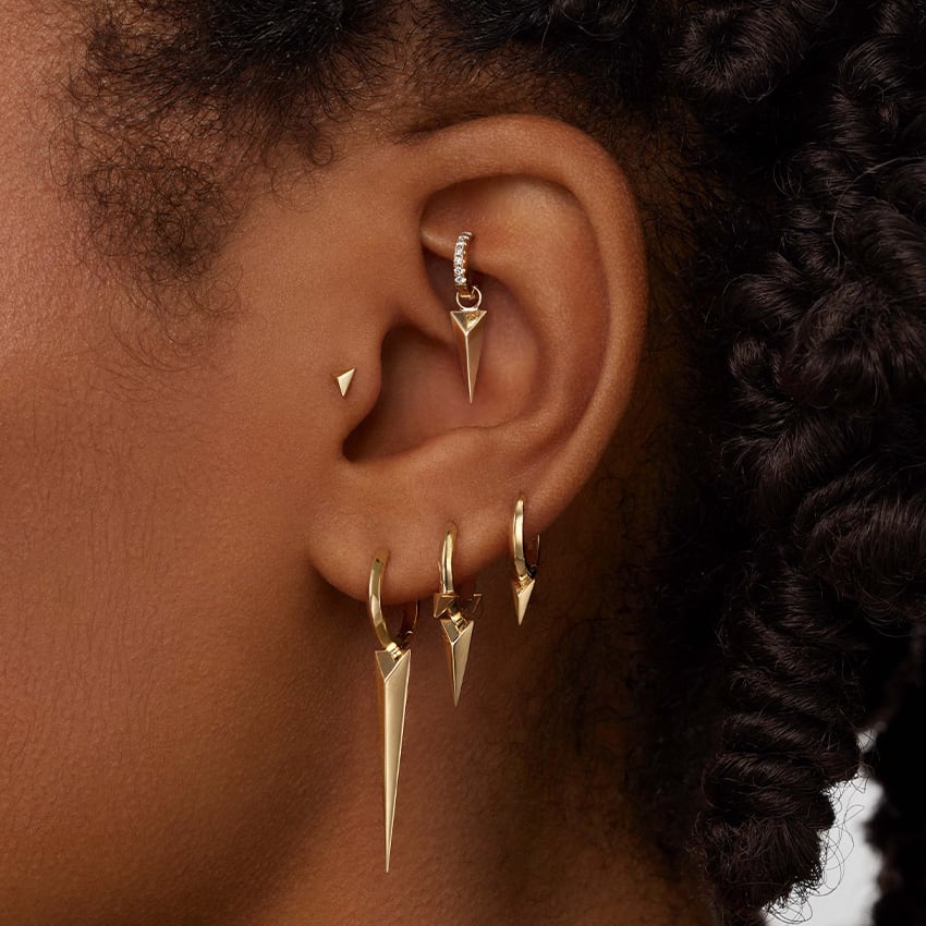 Diamond Eternity Hoop Earring Black Gold 5mm